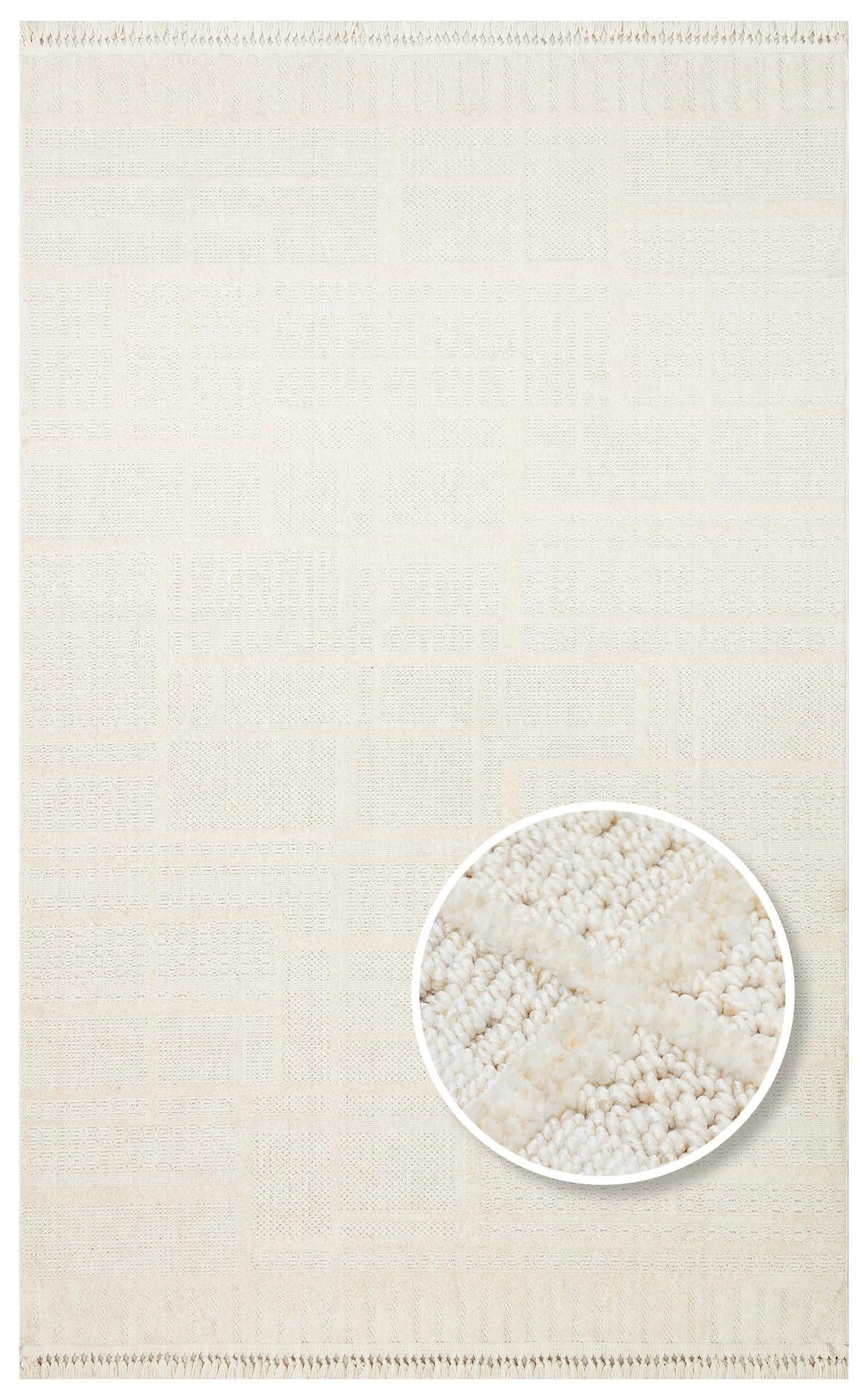 EKO Halı JOY 03 White Hav Toz Vermeyen Etnik Desenli Halı