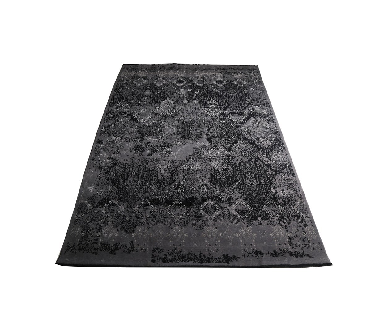 Eko Halı Nirvana NR 01 Black Klasik Vintage Desen Yün-Viskon Özel Tezgah Halısı