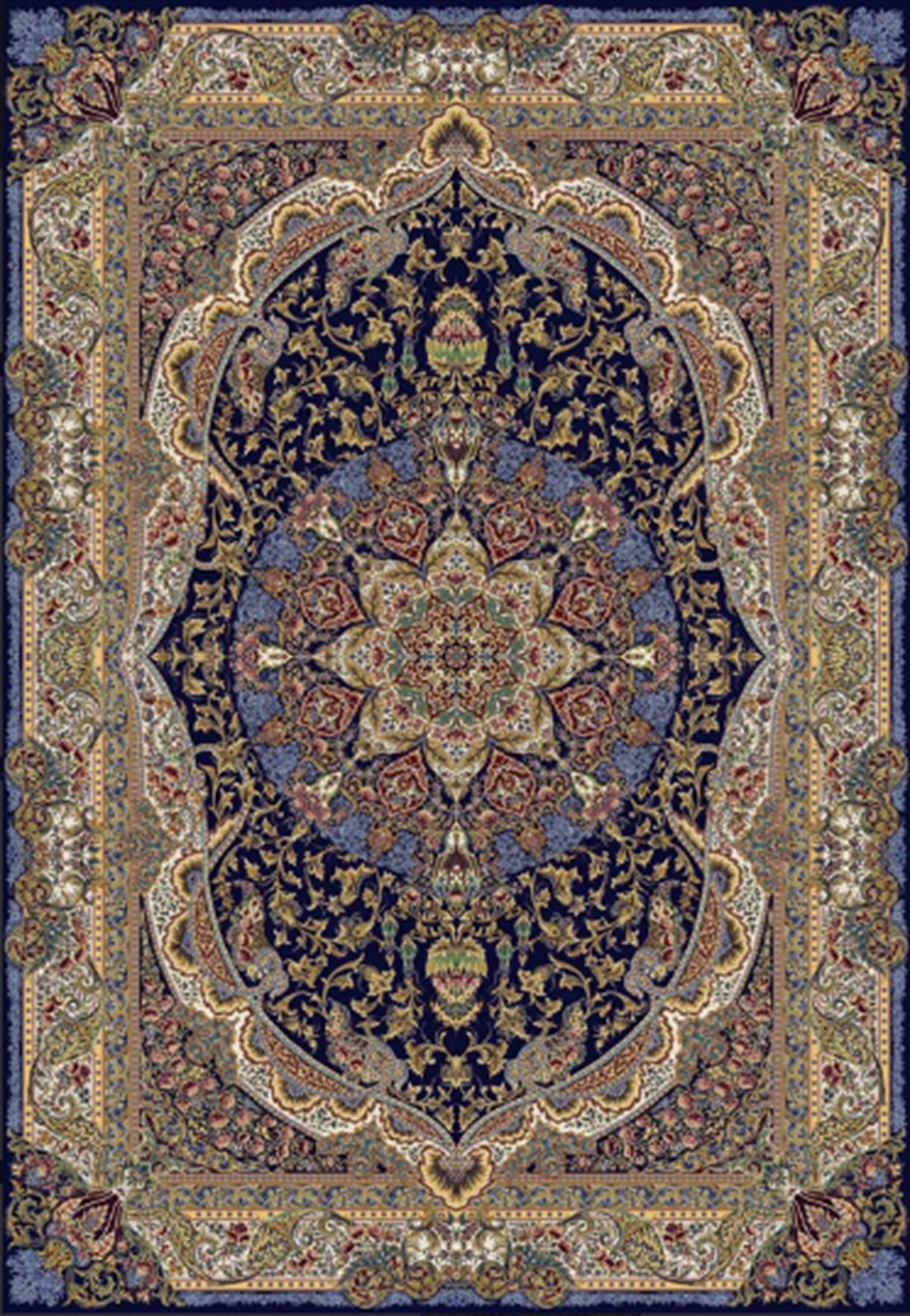 WOOLKNOT HALI QUM İPEK SAÇAK 2029 LACİVERT BEJ