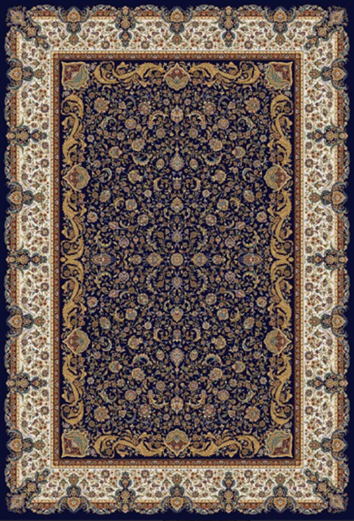 WOOLKNOT HALI QUM İPEK SAÇAK 2036 KREM LACİVERT