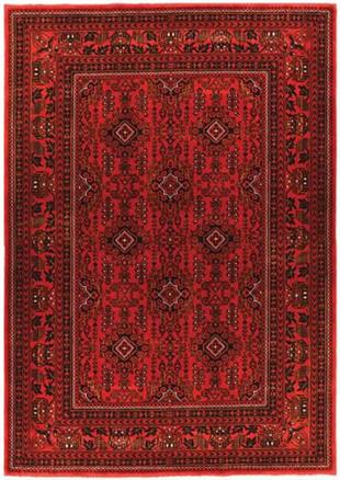 Çam Halı Bambos Plus 902 Kırmızı Yün ve Bambu ile Özel Tezgahlarda Üretilen Afgan Halısı Desenli El Emeği Modern Uşak Halısı