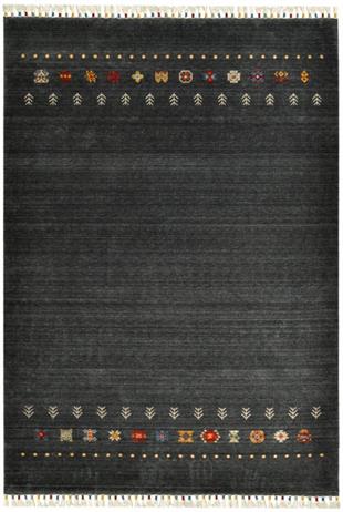 Çam Halı Funky 804 Antrasit Yün ve Bambu ile Özel Tezgahlarda Üretilen Otantik Desenli El Emeği Modern Uşak Halısı