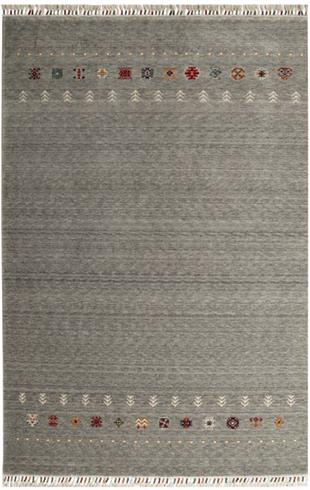 Çam Halı Funky 804 Gri Yün ve Bambu ile Özel Tezgahlarda Üretilen Otantik Desenli El Emeği Modern Uşak Halısı