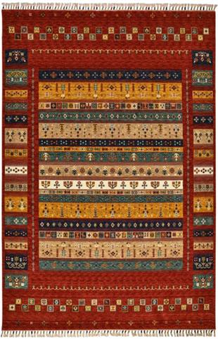 Çam Halı Sultani 808 Kırmızı Yün ve Bambu ile Özel Tezgahlarda Üretilen Otantik Desenli El Emeği Modern Uşak Halısı