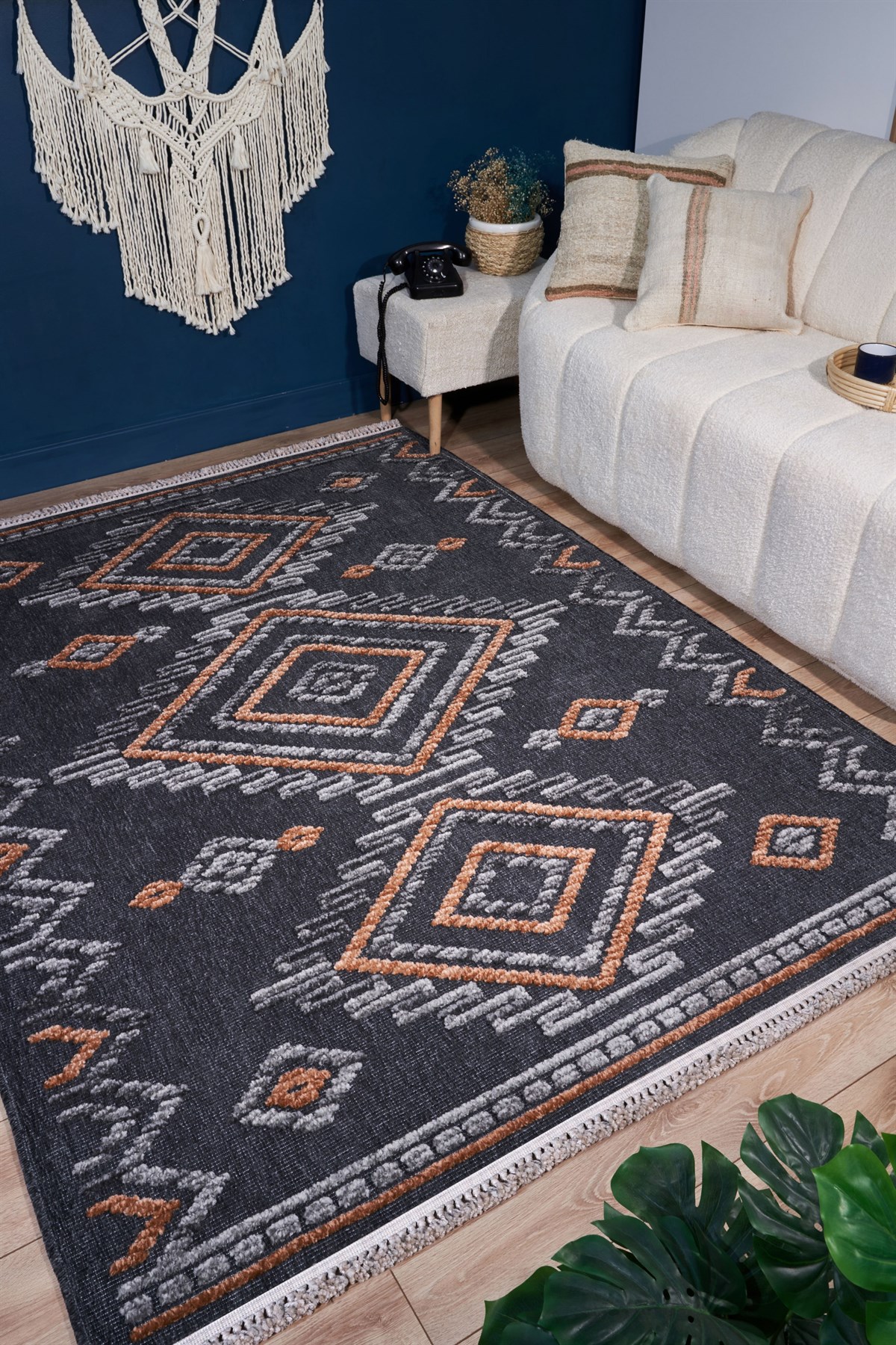 APEX HALI Berta 7941 Koyu Gri Makine Halıları