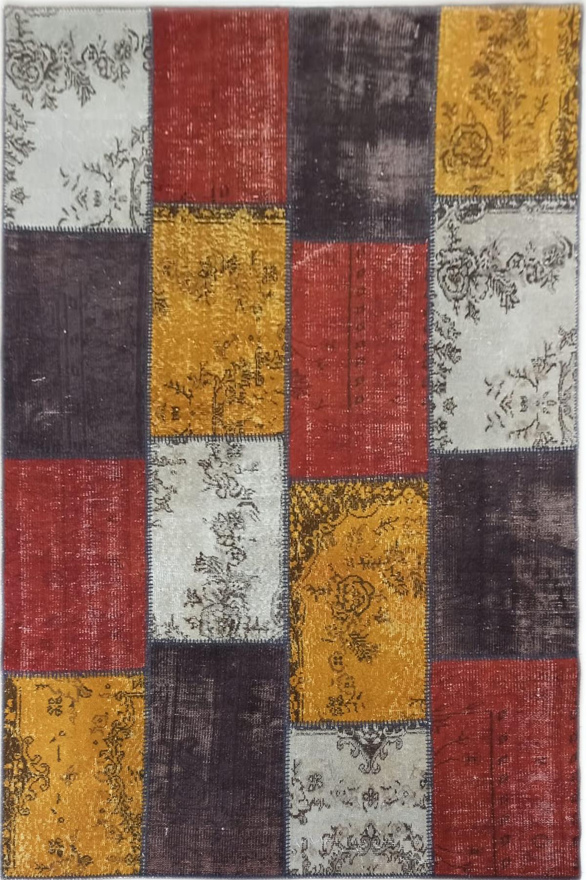 Çam Halı 580 Multi El Dokuma Patchwork Yün Halı