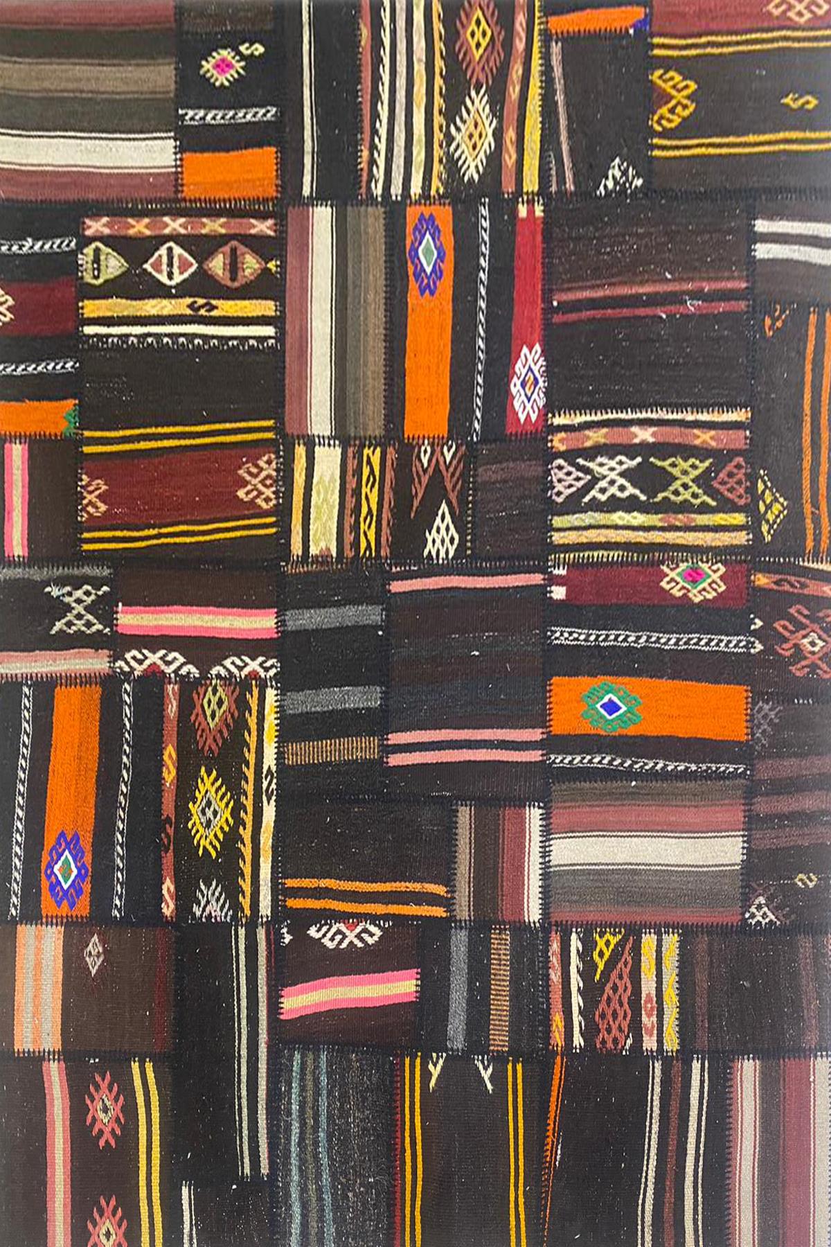 Çam Halı AK2003 Multi El Dokuma Patchwork Yün Halı