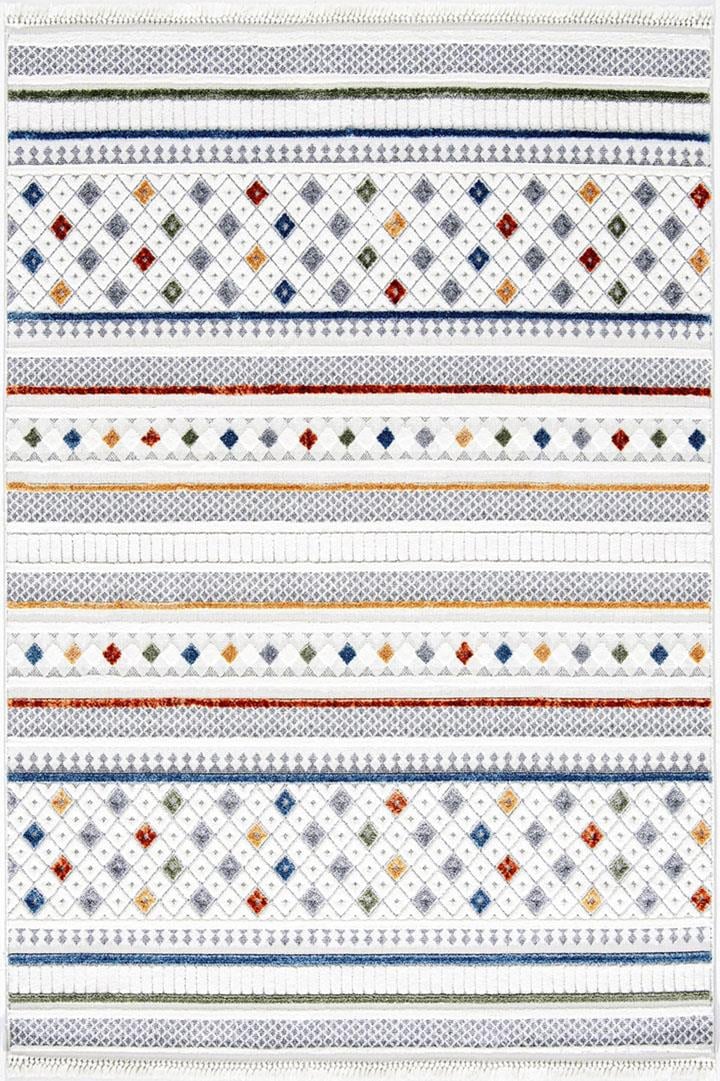 ÇAM HALI ALAÇATI 7801 MULTİ İskandinav Desenli Renkli Makine Halısı