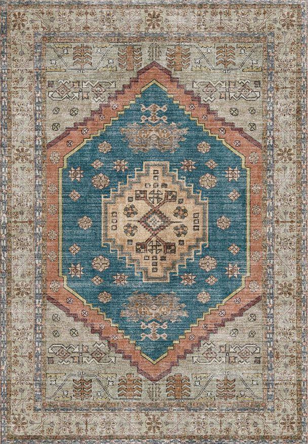 Çam Halı Anatolia 32-036 Etnik Eskitme Desenli Dokuma Tabanlı Yıkanabilir Şönil Salon ve Oda Halısı