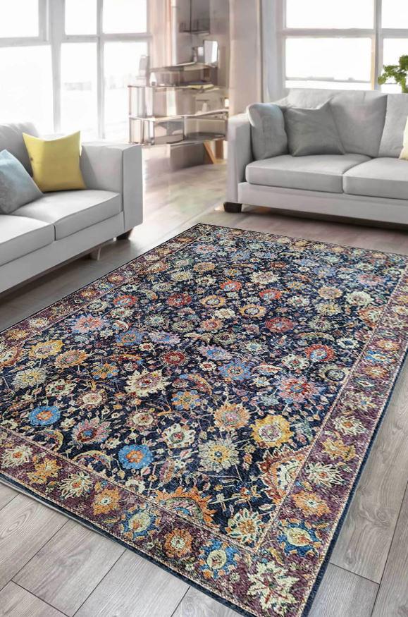 Çam Halı Anatolia 32-050 Etnik Eskitme Desenli Dokuma Tabanlı Yıkanabilir Şönil Salon ve Oda Halısı