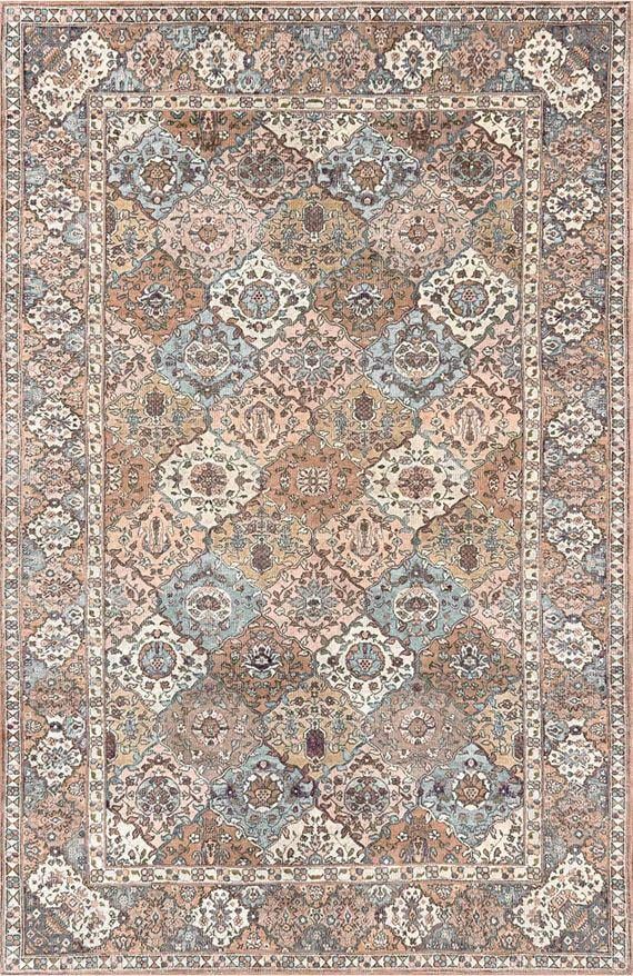 Çam Halı Anatolia 32-071 Etnik Eskitme Desenli Dokuma Tabanlı Yıkanabilir Şönil Salon ve Oda Halısı