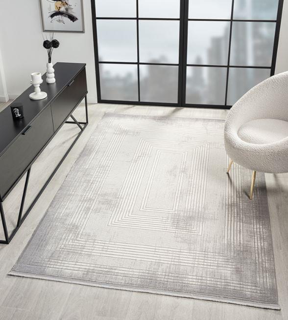ÇAM Halı ARVEL AR002A Beyaz Gri Koridor Halısı Mutfak Halısı Salon Halısı