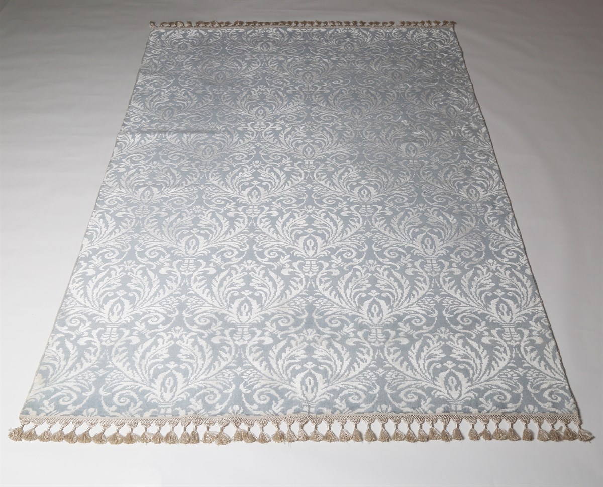 Çam Halı Aşiyan Damask Mavi 1345 İpek ve Yün El Dokuması Halı