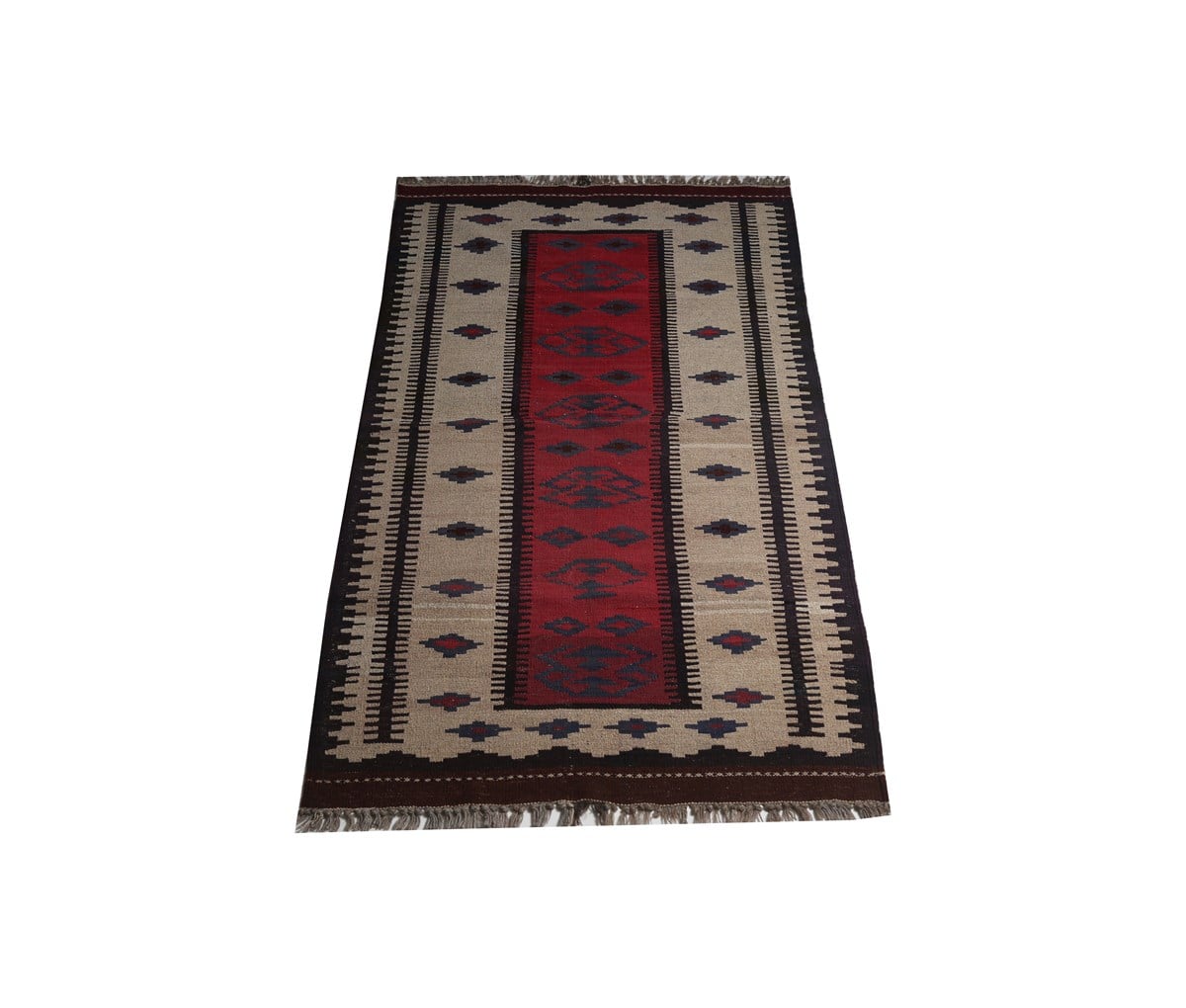 Çam Halı Bej Kırmızı Kök Boya El Dokuması Anadolu Yün Kilim 603
