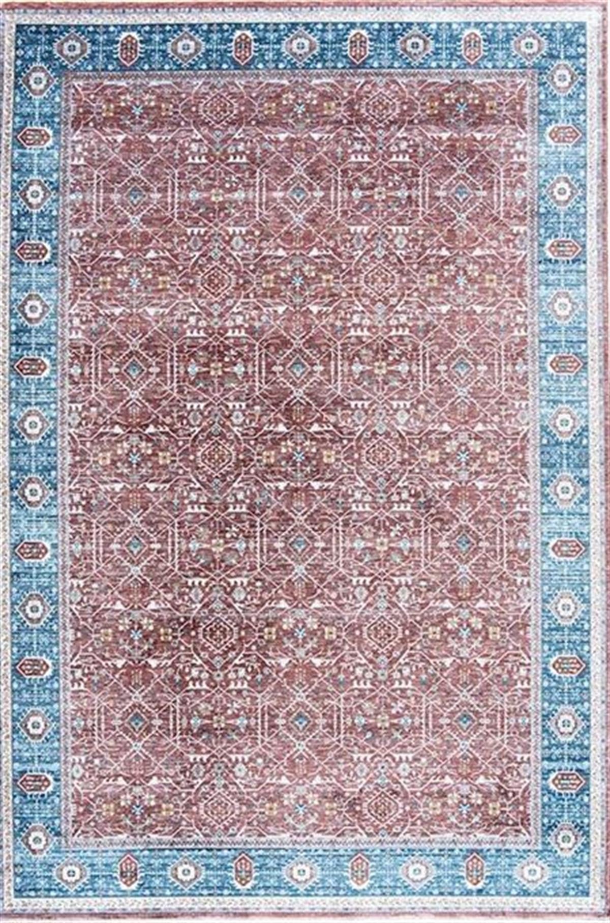 Çam Halı Buhara 3501 Taba Romans Halı Eskitme Desenli Makine Halısı