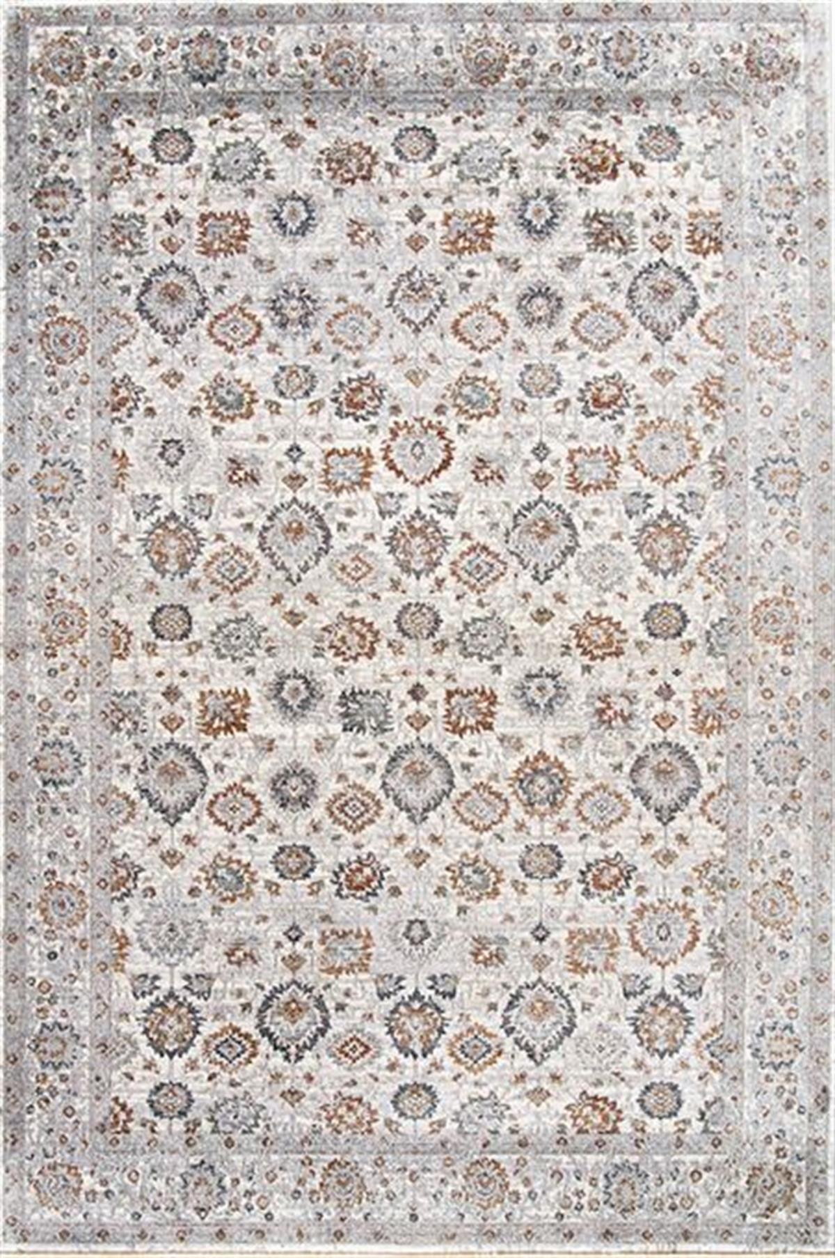 Çam Halı Buhara 3503 Gri Romans Halı Eskitme Desenli Makine Halısı