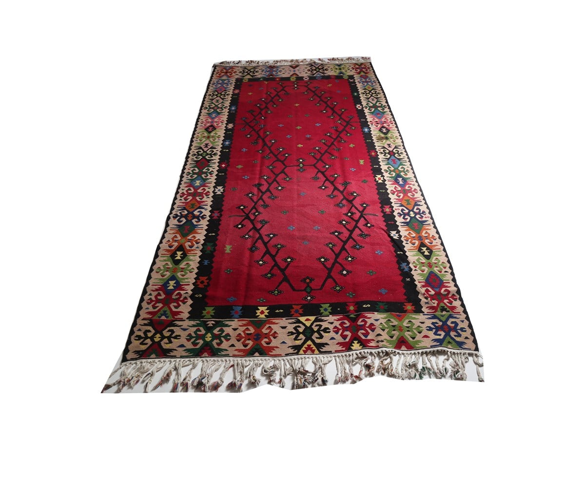 Çam Halı Çok Renkli El Dokuması Anadolu Yün Kilim 629