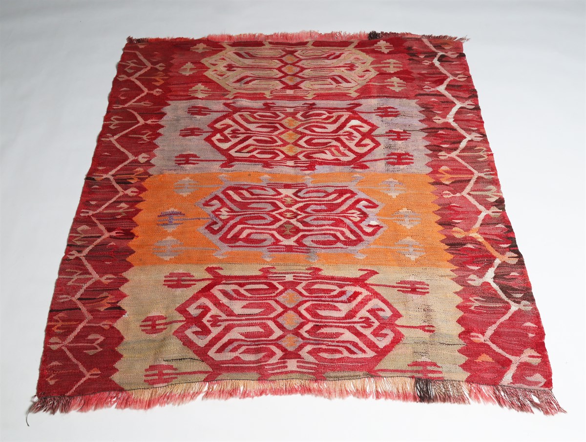 Çam Halı Çok Renkli El Dokuması Anadolu Yün Kilim 1181