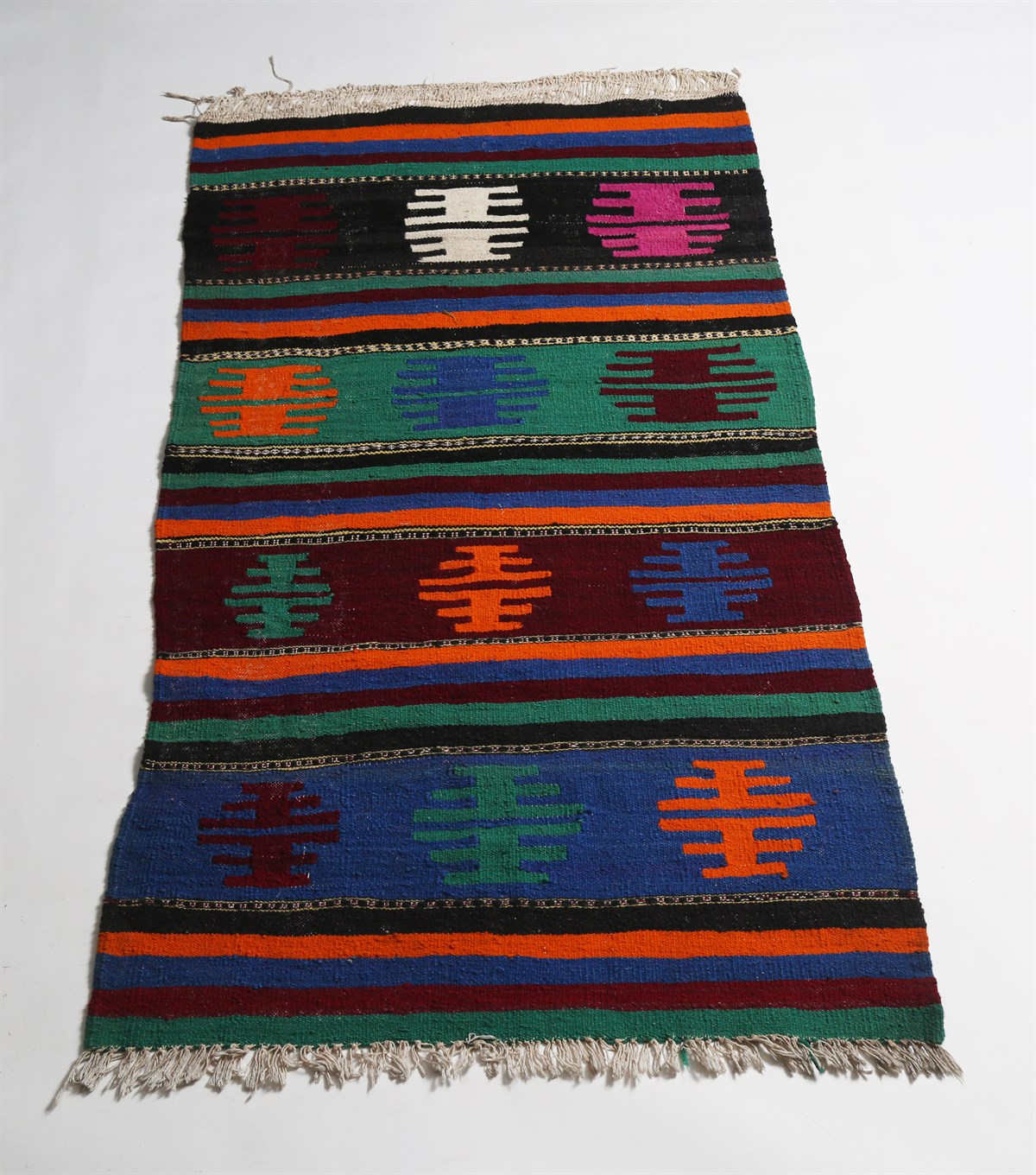 Çam Halı Çok Renkli El Dokuması Anadolu Yün Kilim 1150