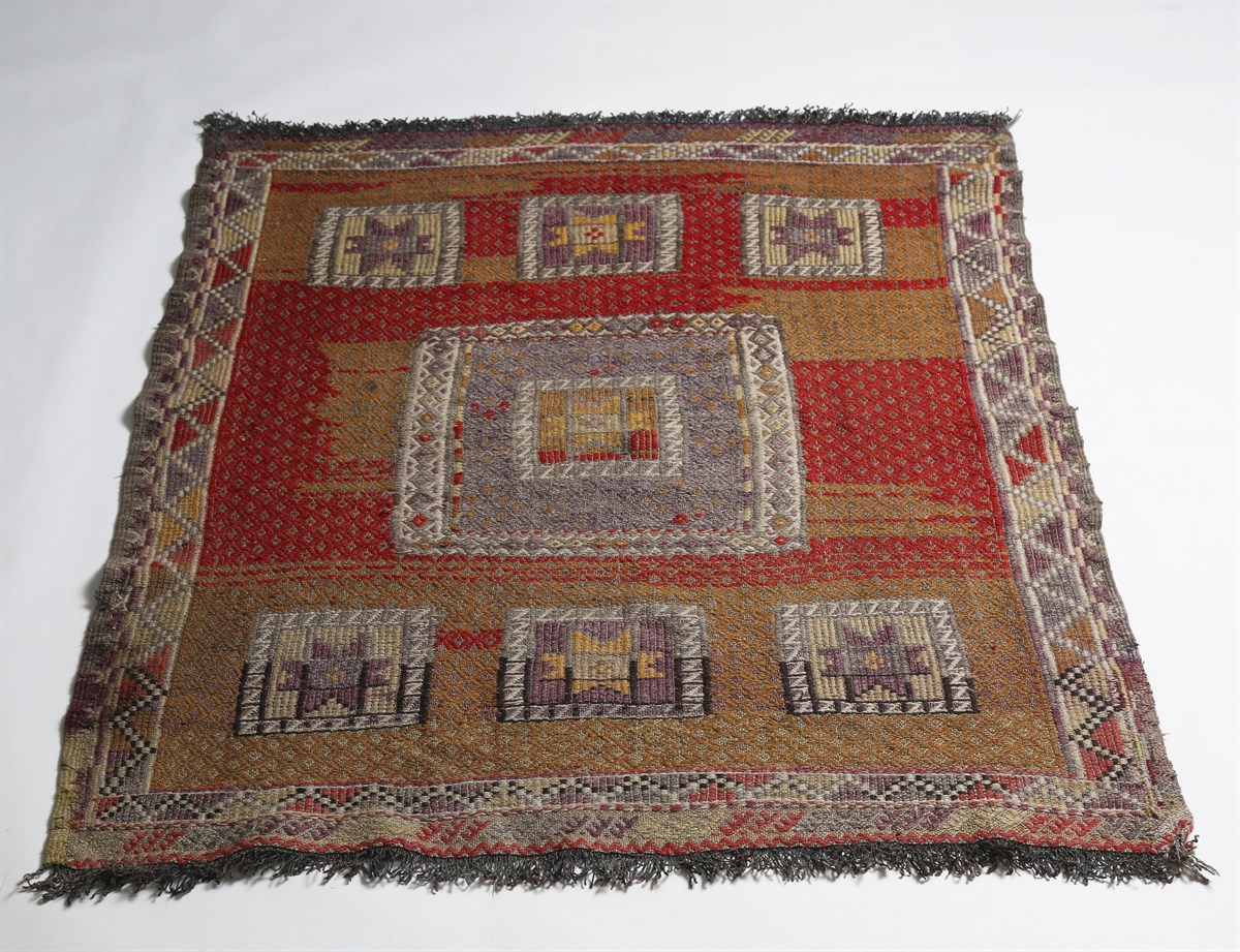 Çam Halı Çok Renkli El Dokuması Anadolu Yün Kilim 1145