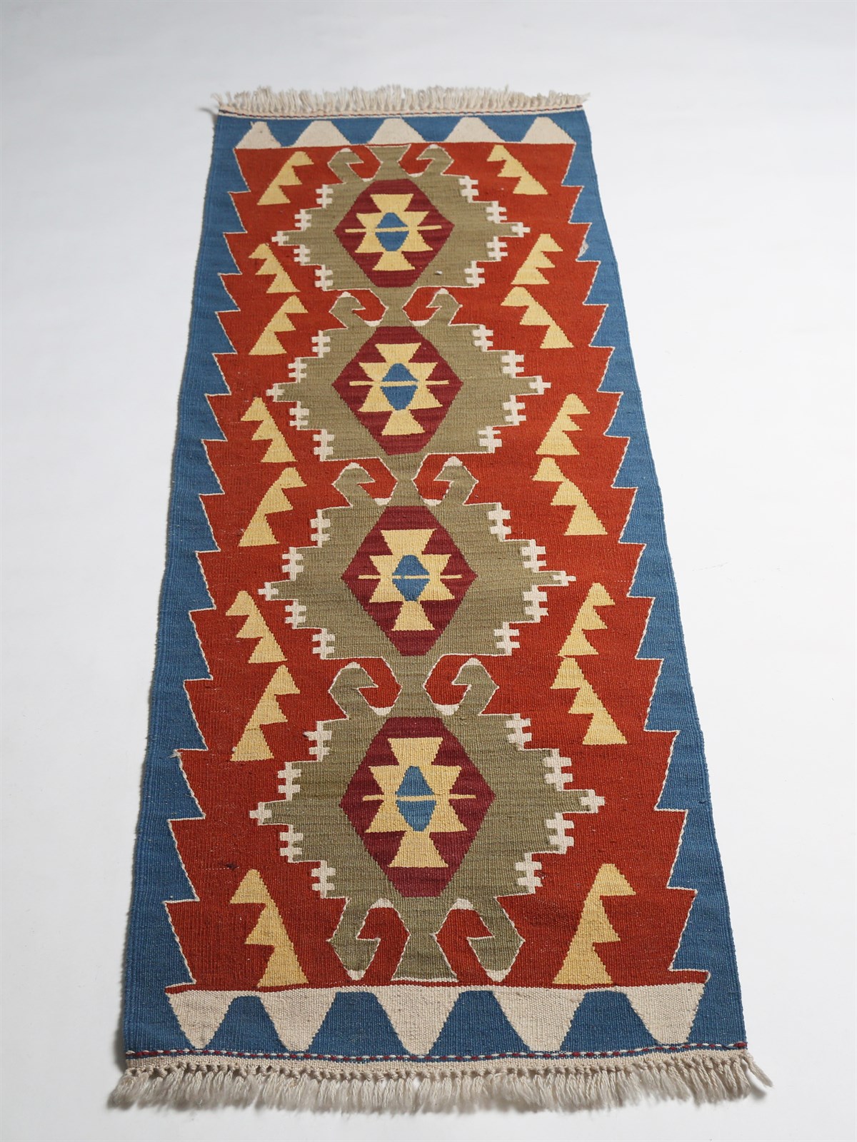 Çam Halı Çok Renkli El Dokuması Anadolu Yün Kilim 1214