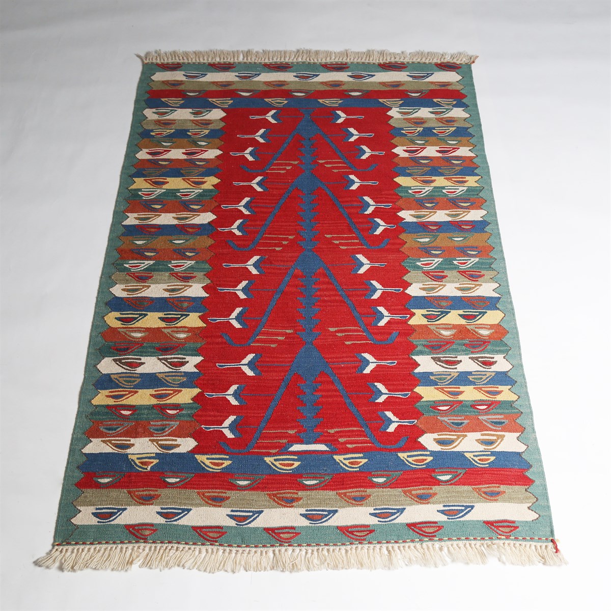 Çam Halı Çok Renkli El Dokuması Anadolu Yün Kilim 1222