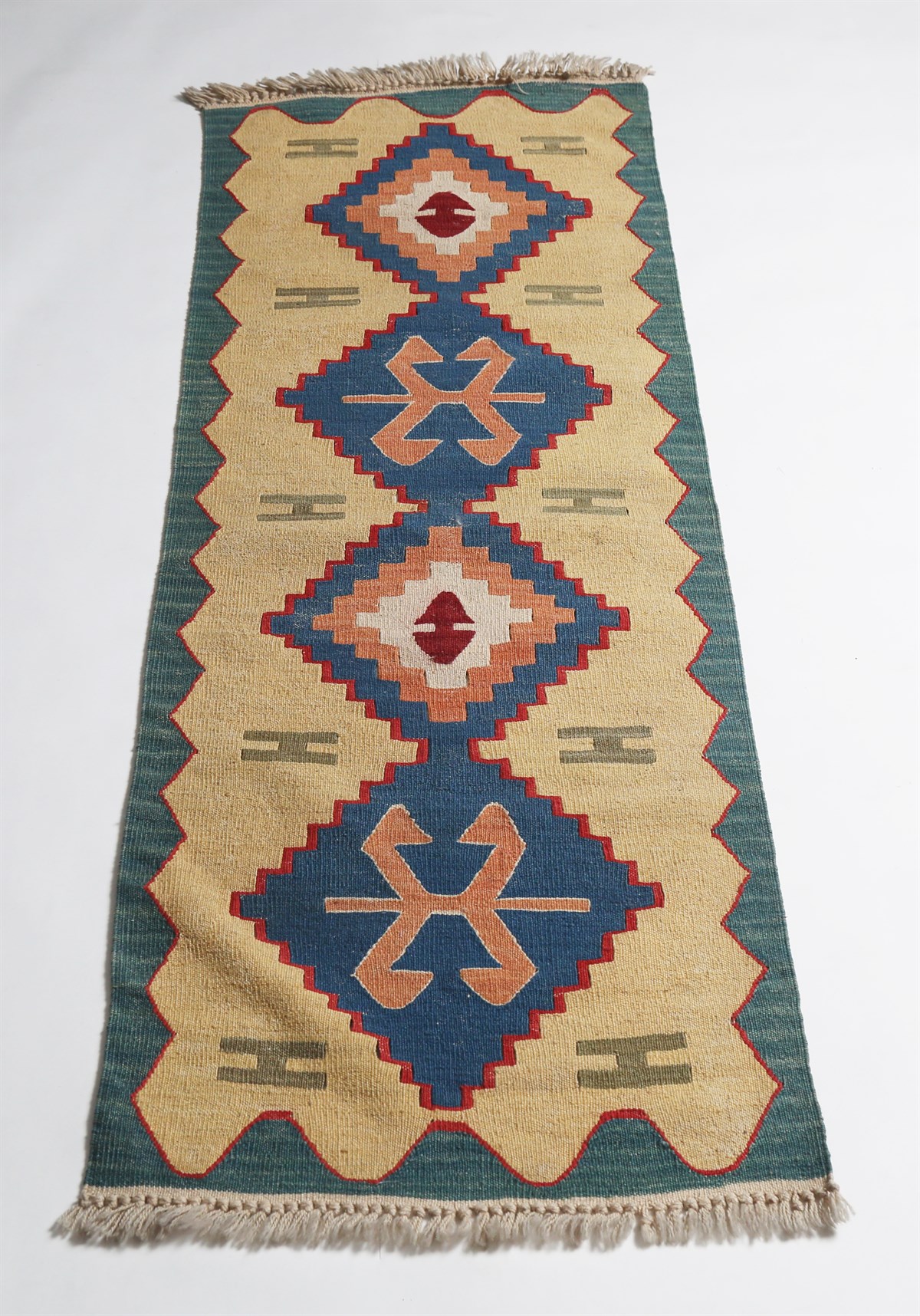 Çam Halı Çok Renkli El Dokuması Anadolu Yün Kilim 1141