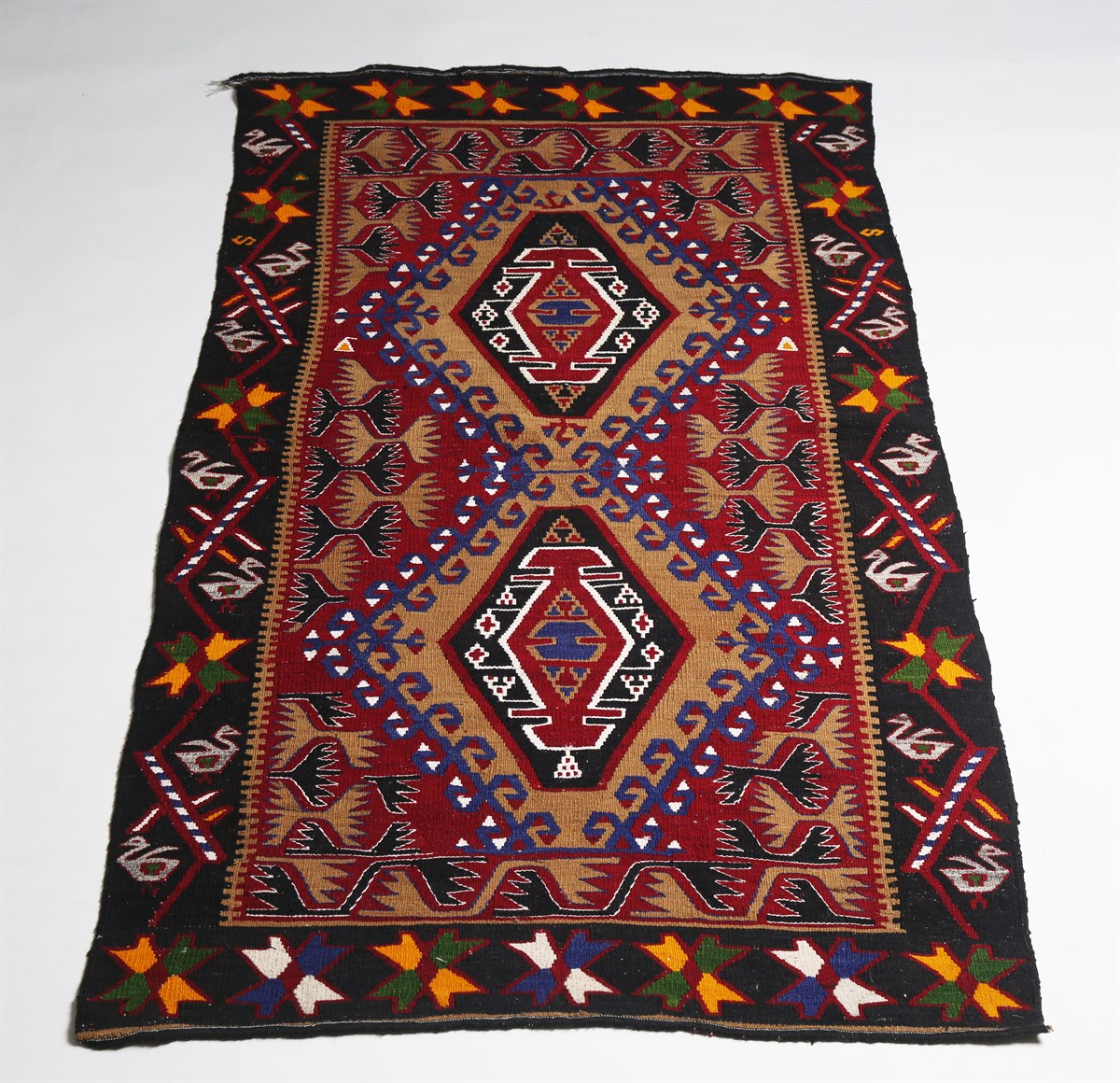 Çam Halı Çok Renkli El Dokuması Anadolu Yün Kilim 1196