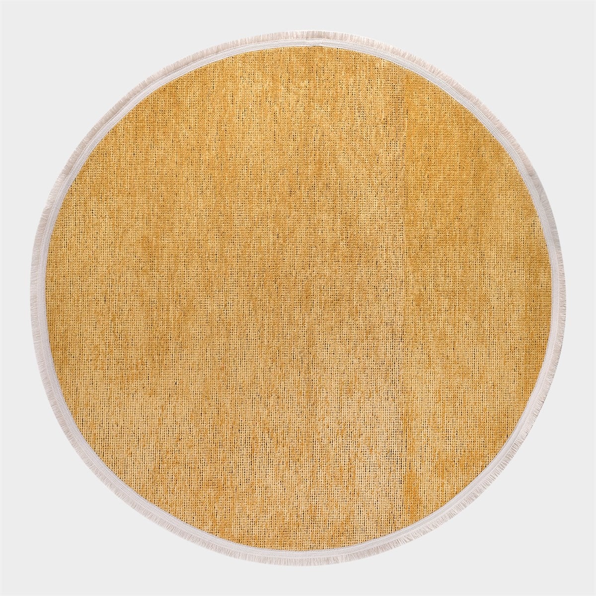 Çam Halı Crea Decolux Azade 8202 Sarı Daire Özel Kaymaz Tabanlı Pamuk Dokuma Kilim