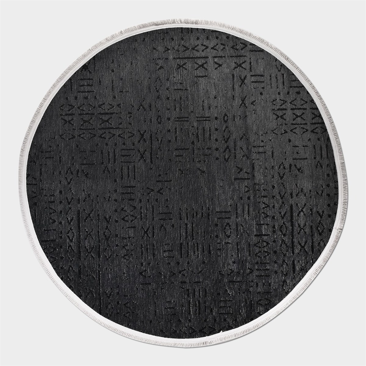 Çam Halı Crea Decolux Vena 8016 Antrasit Daire Özel Kaymaz Tabanlı Pamuk Dokuma Kilim