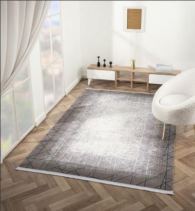 Çam Halı Crown FL002M Gri Lacivert Modern Desen Salon Halısı