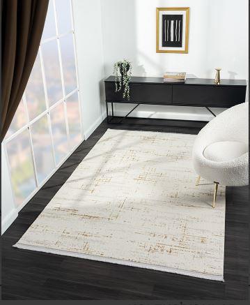 Çam Halı Crown FL004S Krem Gold Modern Desen Salon Halısı