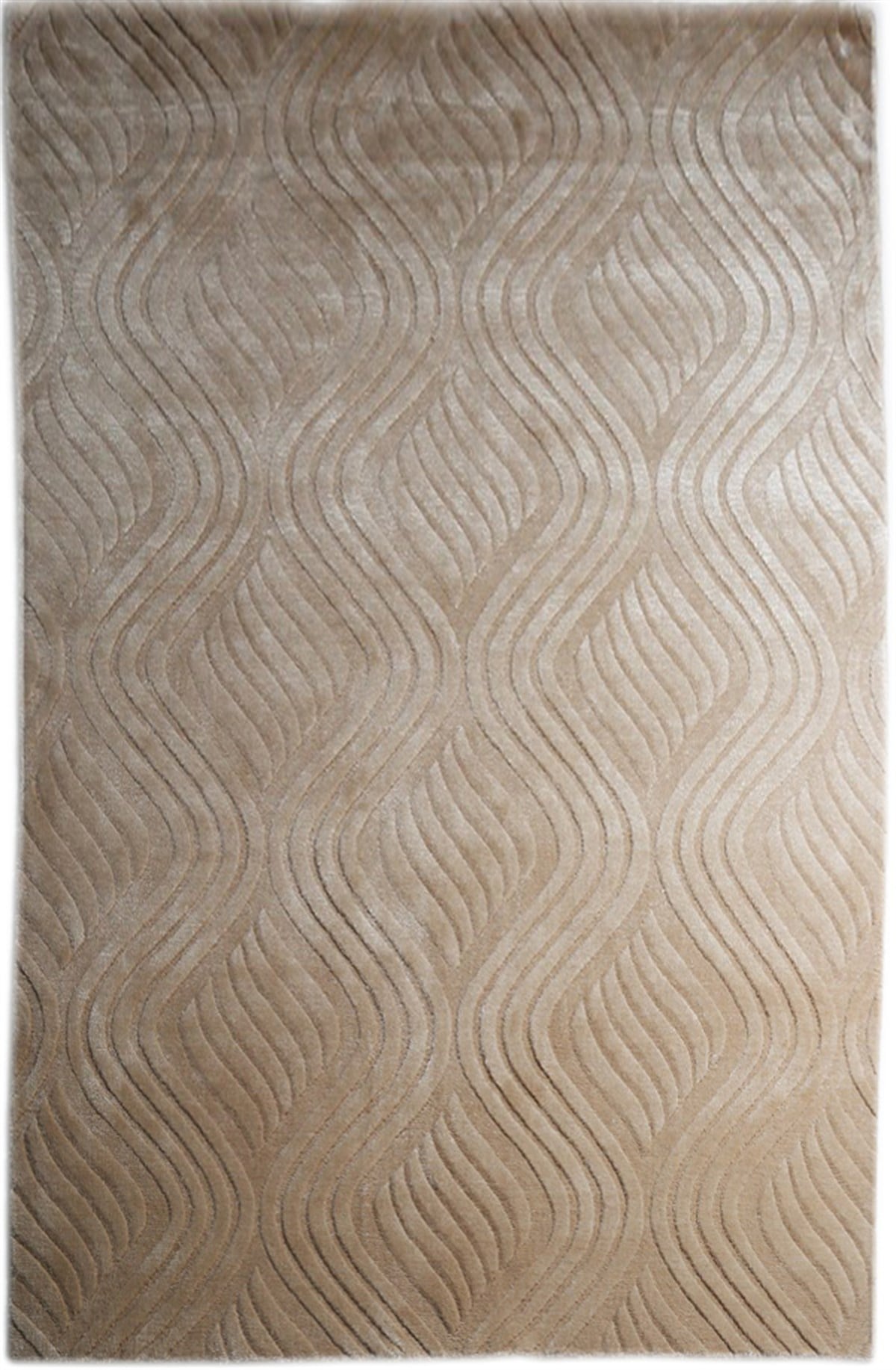 Çam Halı Emboss JR10 Bej Modern Desen Yeni Zellanda Yünü ve Viskon El Dokuması Halı