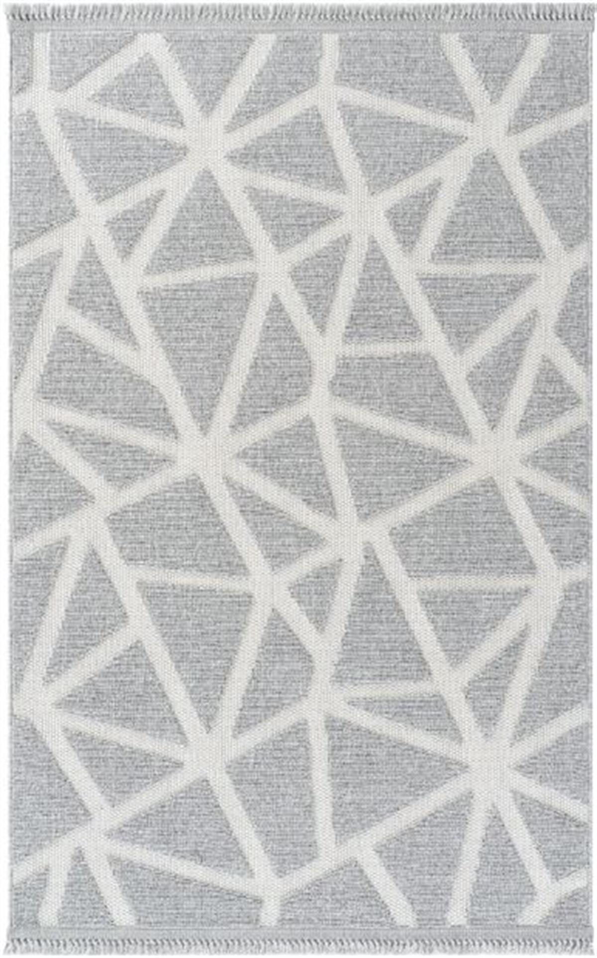 Çam Halı  Enti Halı Togo 7501 Gri Geometrik Desenli Makine Halısı