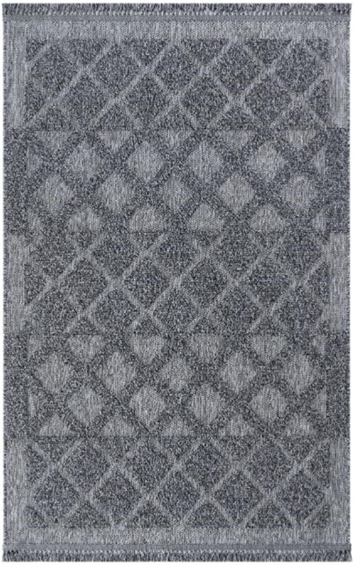 Çam Halı  Enti Halı Togo 7512 Antrasit Geometrik Desenli Makine Halısı