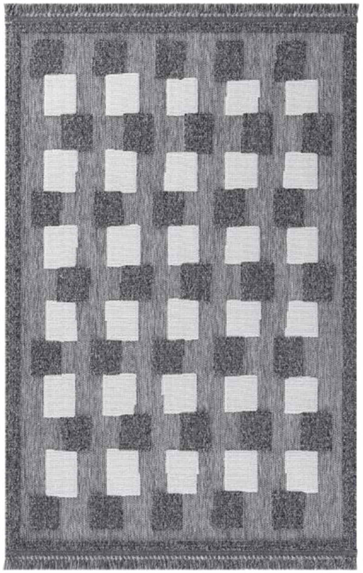 Çam Halı  Enti Halı Togo 7513 Antrasit Geometrik Desenli Makine Halısı