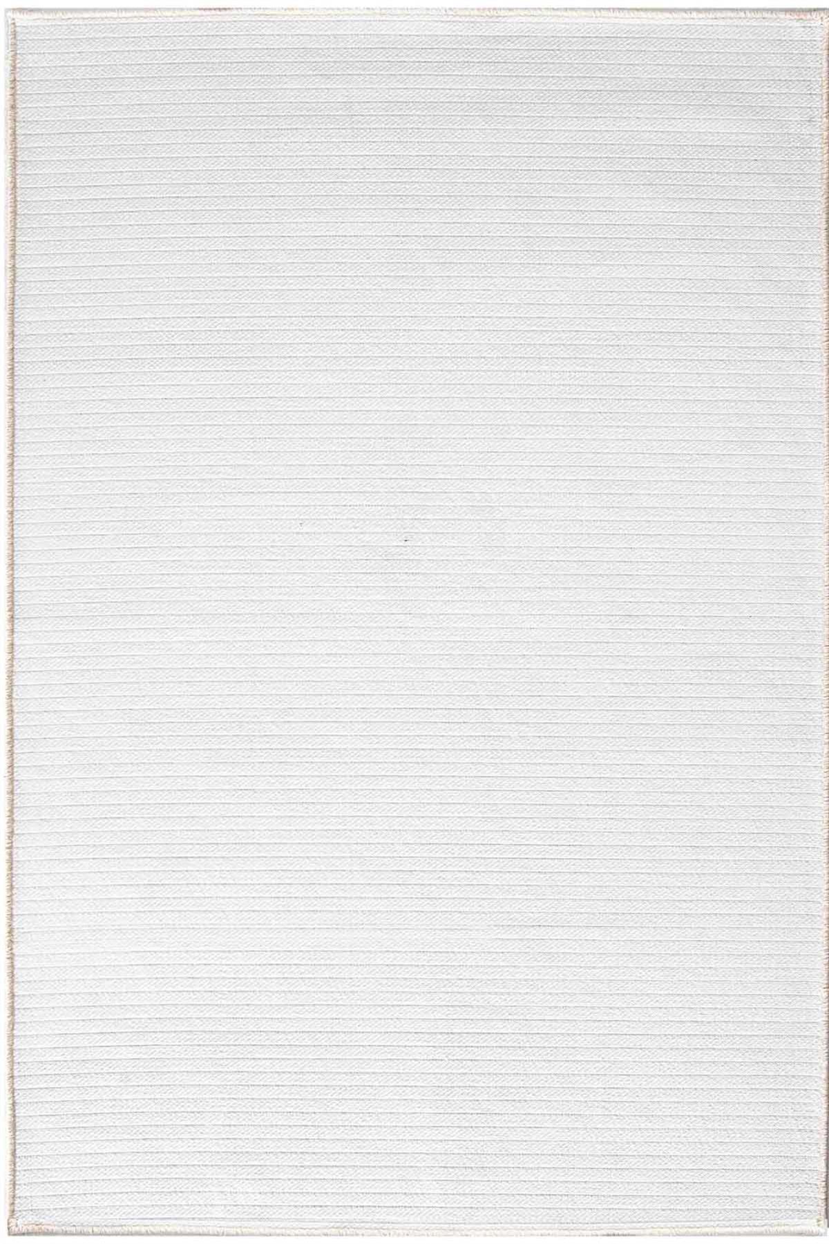 Çam Halı  Enti Halı Tuşe 7101 Beyaz Modern Desenli Makine Halısı