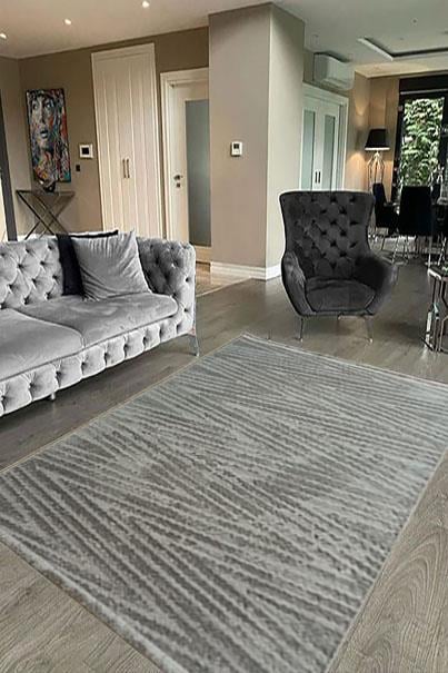 Çam Halı Eyfel 3107 Gri Romans Halı Modern Desenli Makine Halısı