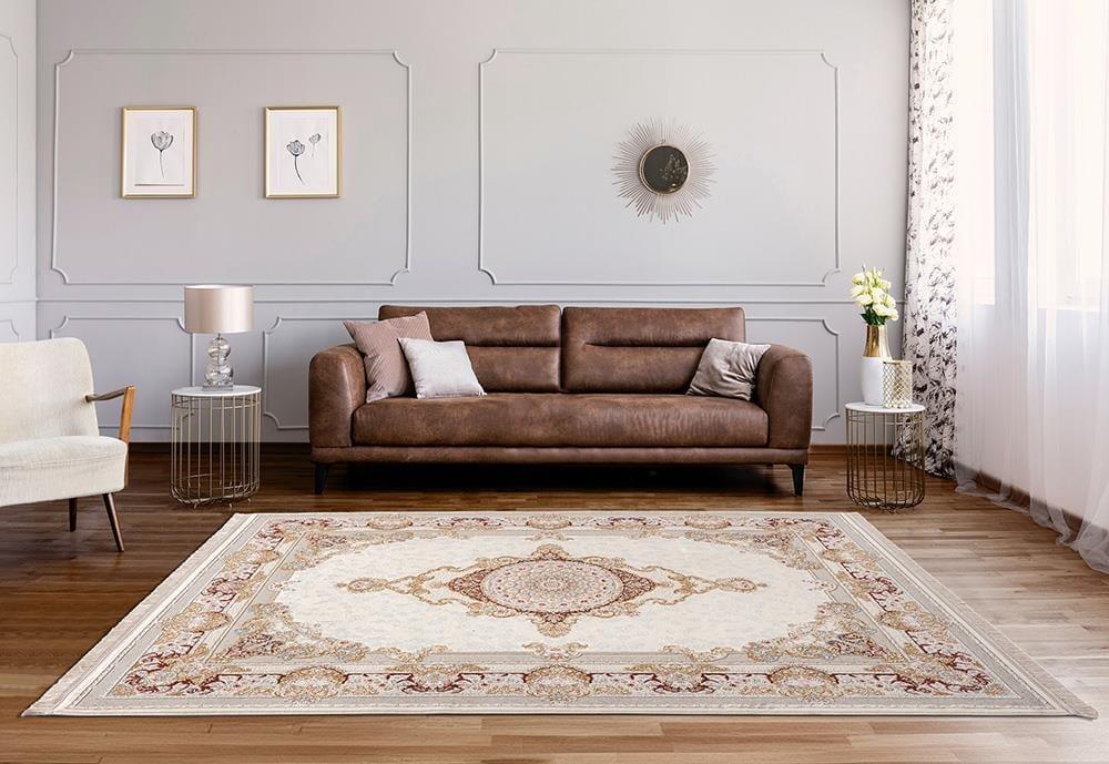 ÇAM Halı FLORA FR002A Beyaz Kırmızı Koridor Halısı Mutfak Halısı Salon Halısı