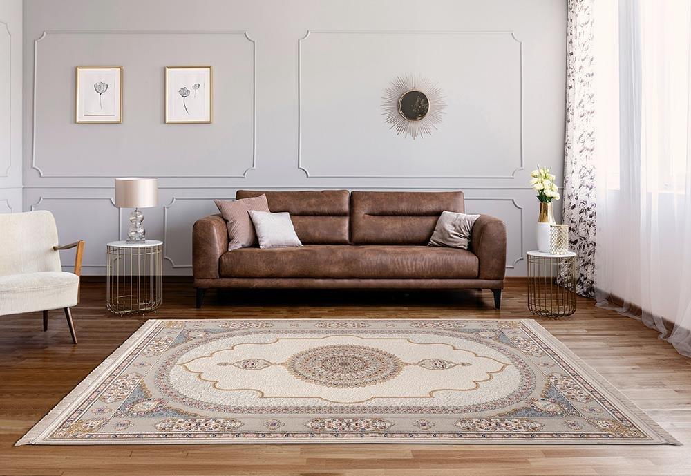ÇAM Halı FLORA FR004A Beyaz Mavi Koridor Halısı Mutfak Halısı Salon Halısı