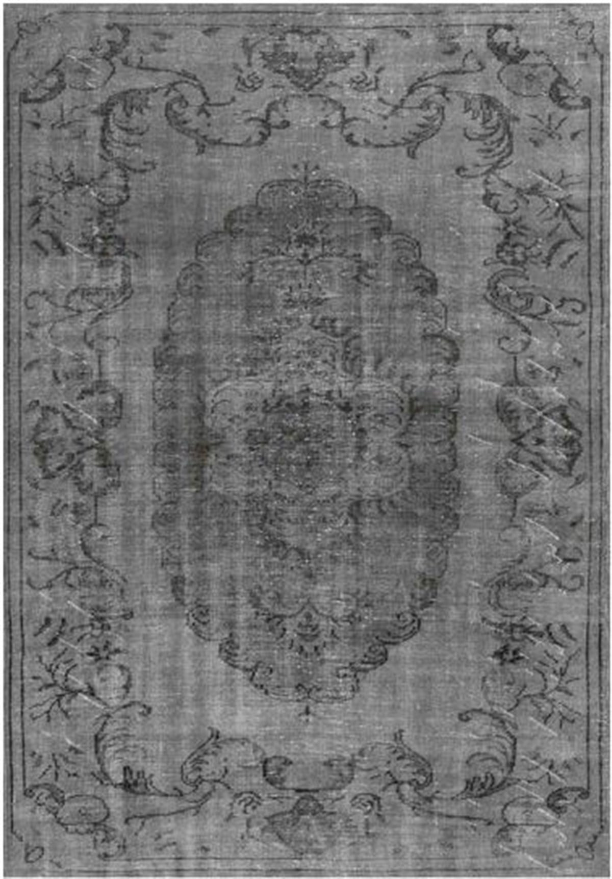 Çam Halı Gloria TD131 Gri Vintage Eskitme Desen Dokuma Saçaklı Kilim