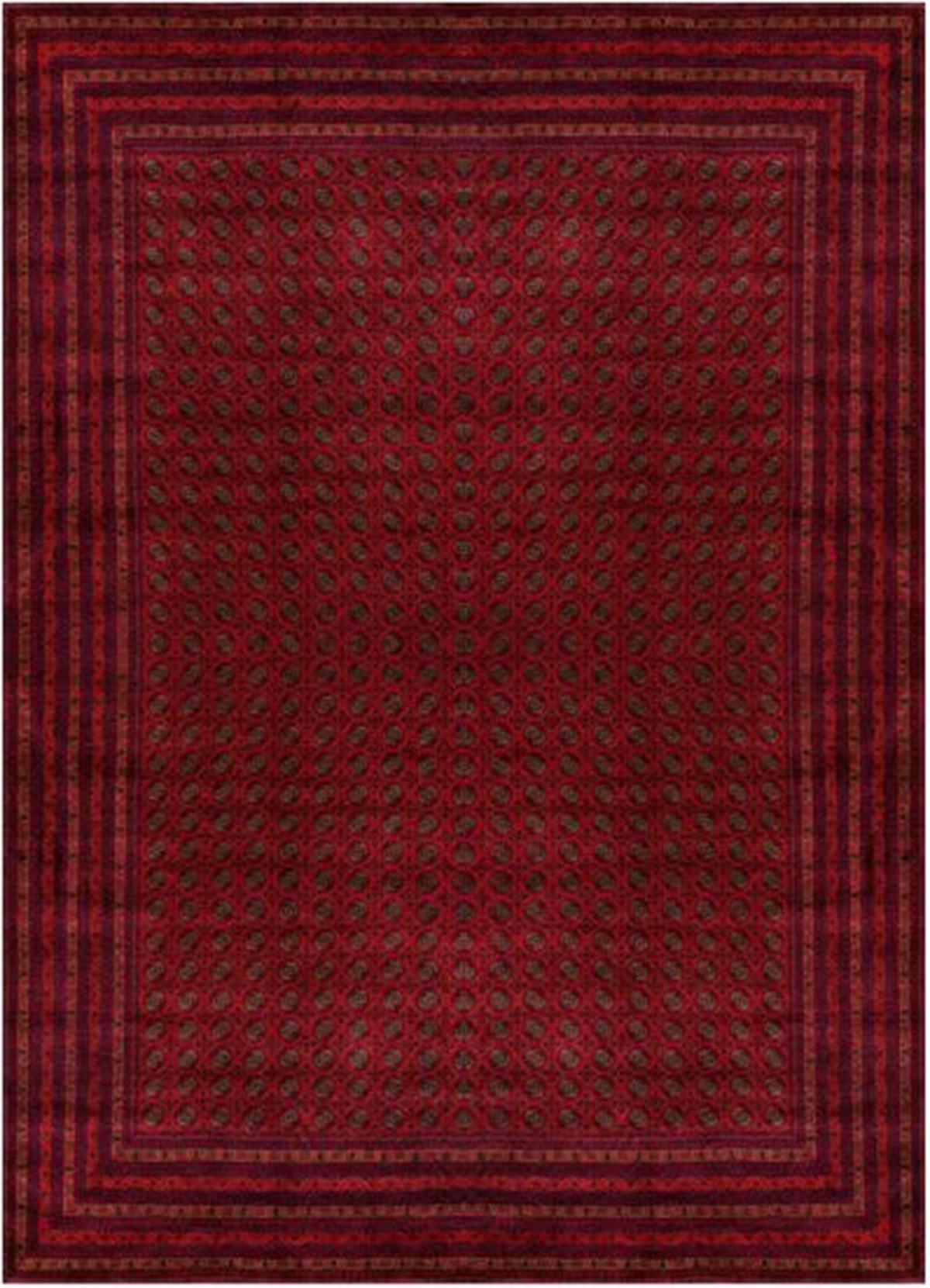 Çam Halı Gloria TD404 Bordo Afgan Desen Dokuma Saçaklı Kilim