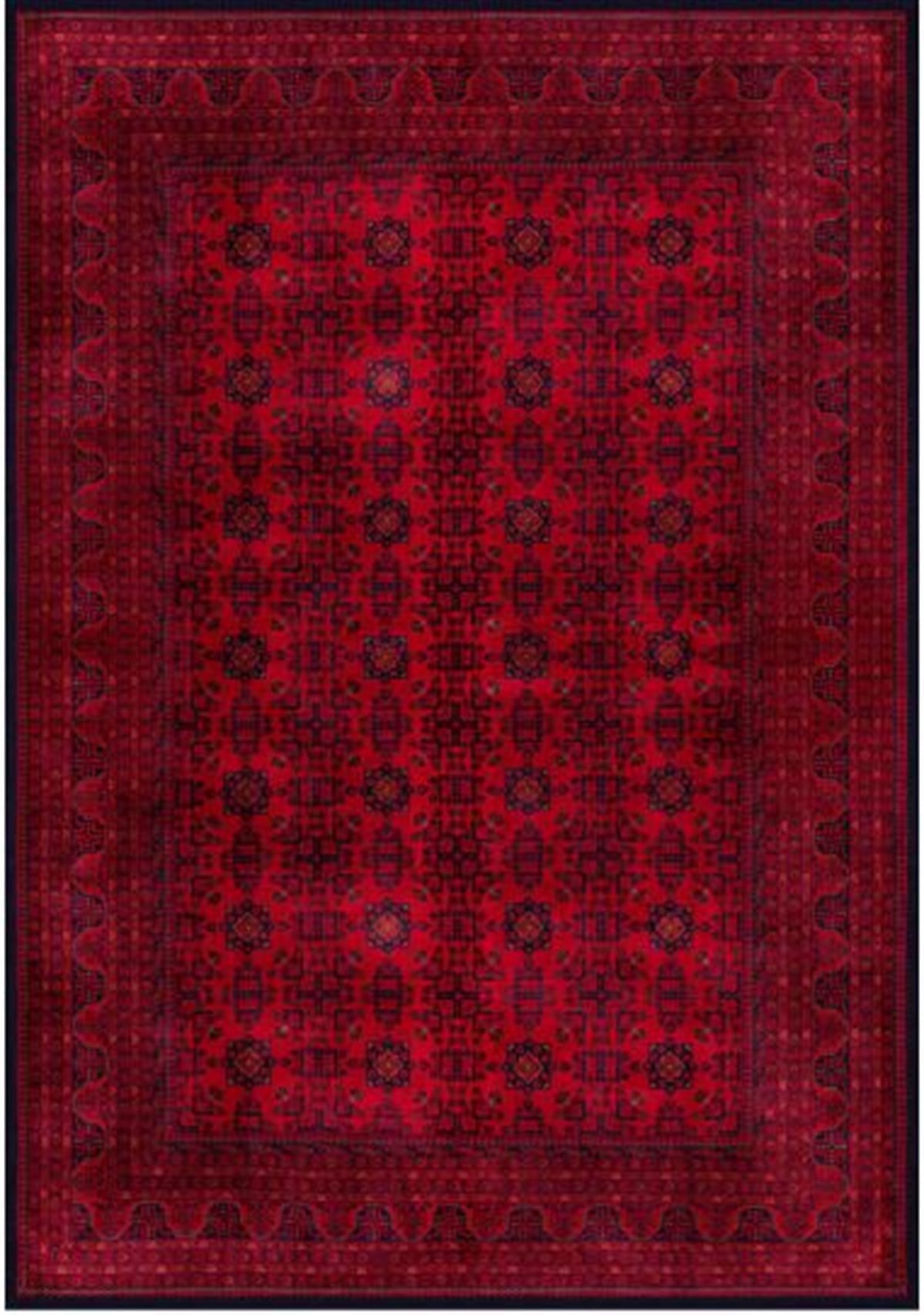 Çam Halı Gloria TD410 Bordo Afgan Desen Dokuma Saçaklı Kilim