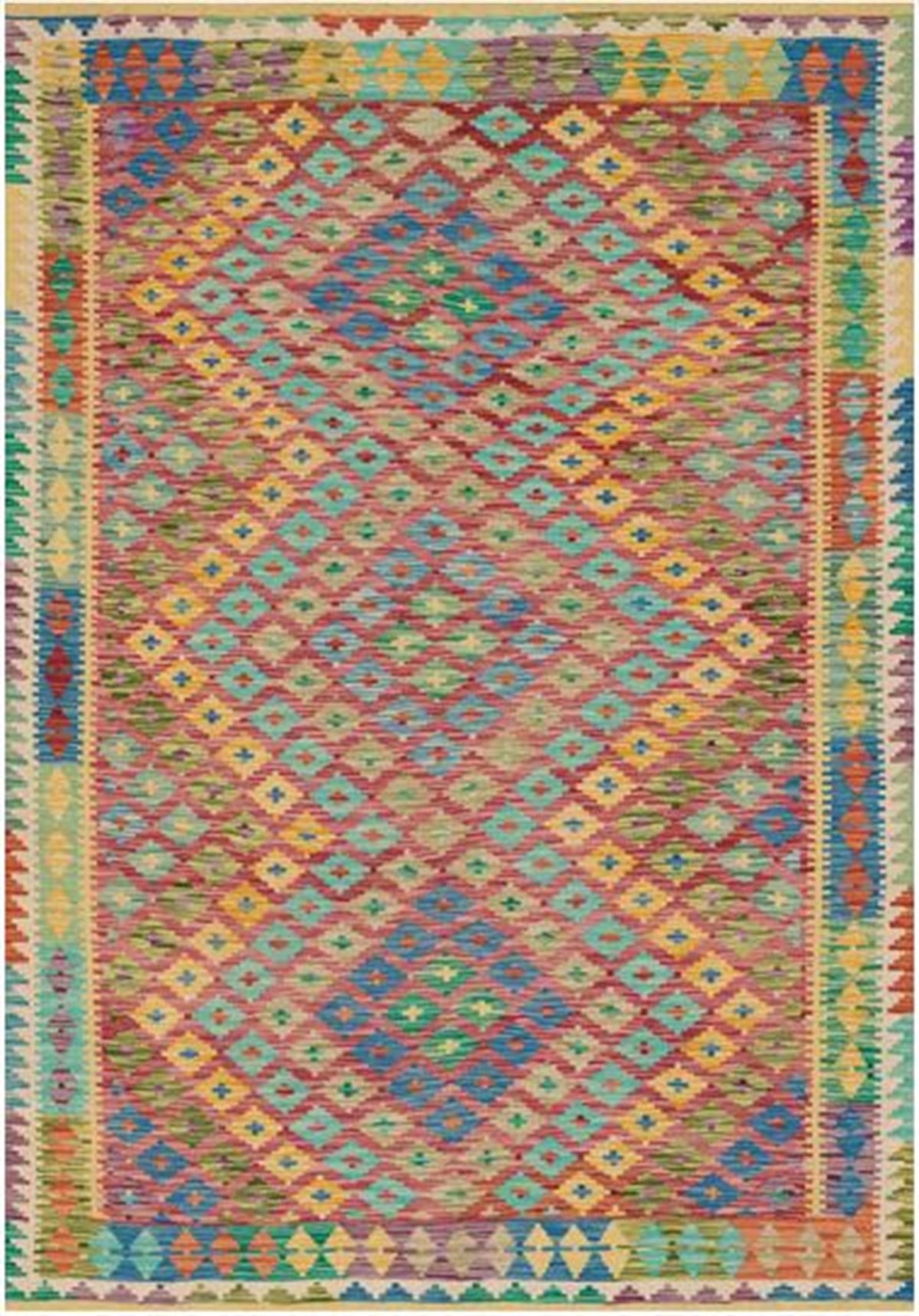 Çam Halı Gloria TD411 Multi Etnik Desen Dokuma Saçaklı Kilim