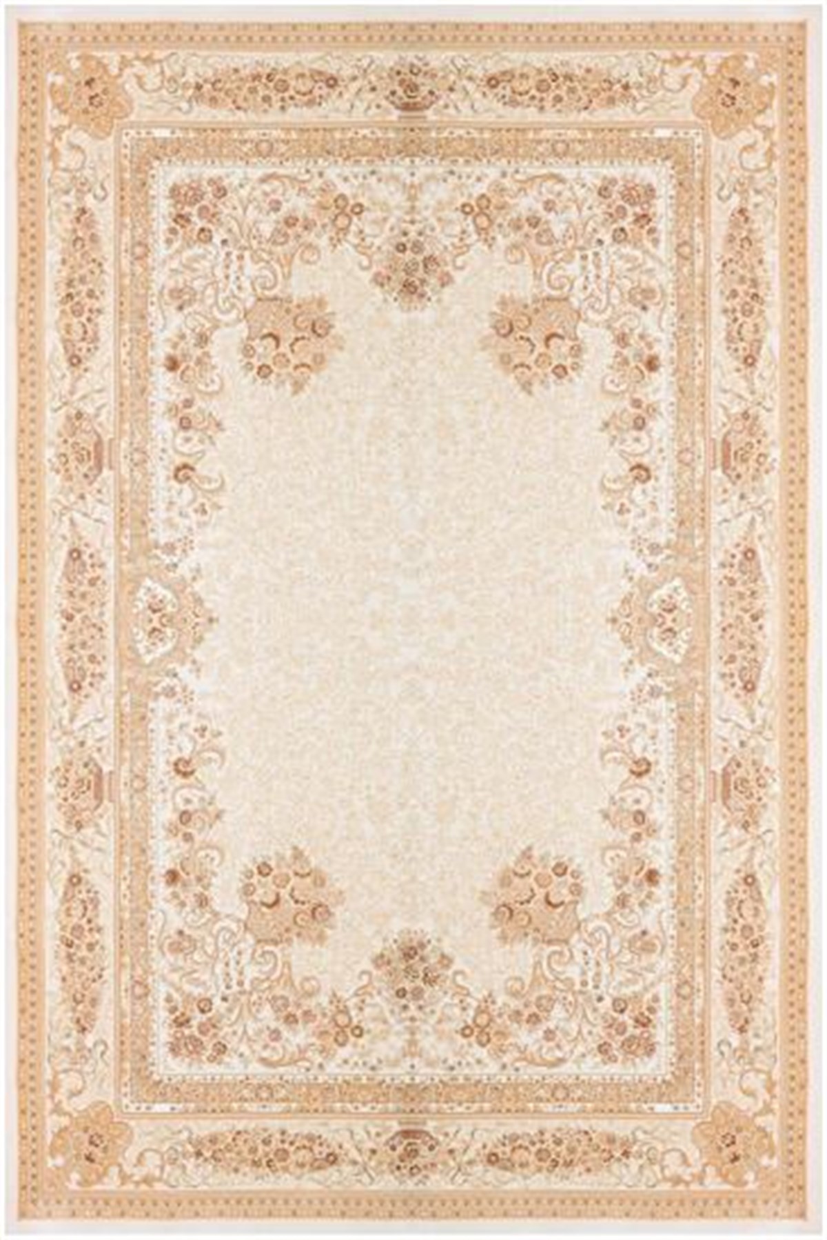 Çam Halı Gloria TD68801 Bej Klasik Desen Dokuma Saçaklı Kilim