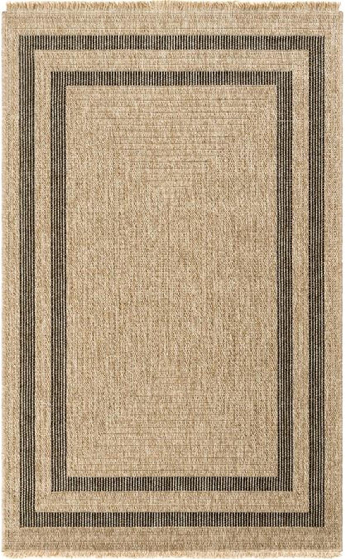 Çam Halı İndia 668 Siyah Seyran Halı Modern Jüt Desen Makine Halısı