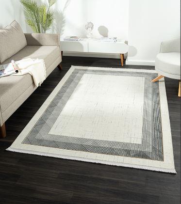 Çam Halı Karen KN001A Krem Gri Eskitme Desen Salon Halısı