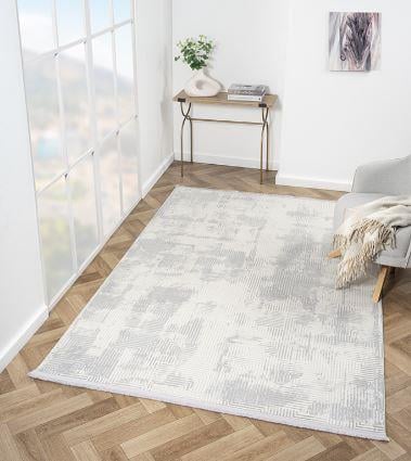 Çam Halı London LY002G Gri Krem Modern Desen Salon Halısı