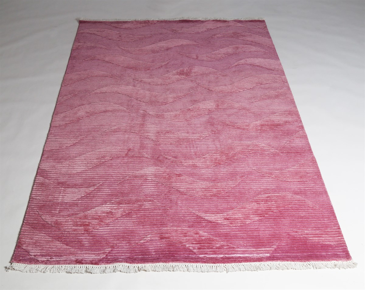 Çam Halı Modern Siena 3944 Pembe Yeni Zellanda Yünü ve Viskon El Dokuması Halı