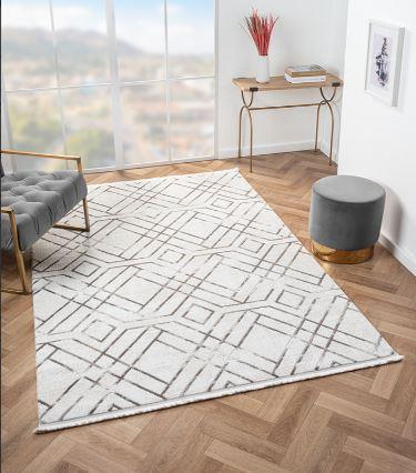 Çam Halı Mona VS011A Krem Vizon Modern Desen Salon Halısı